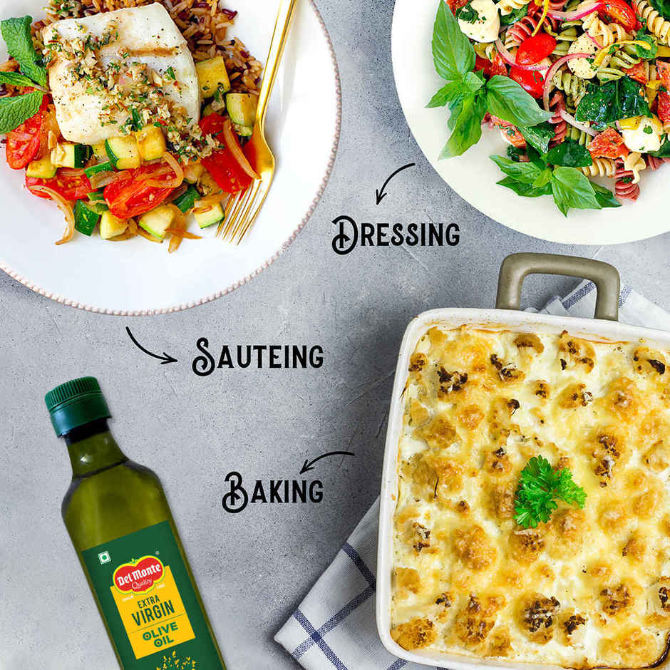 Del Monte Extra Virgin Olive Oil | Cold Pressed | Zero Cholesterol & Trans-Fat | 75% Mufa