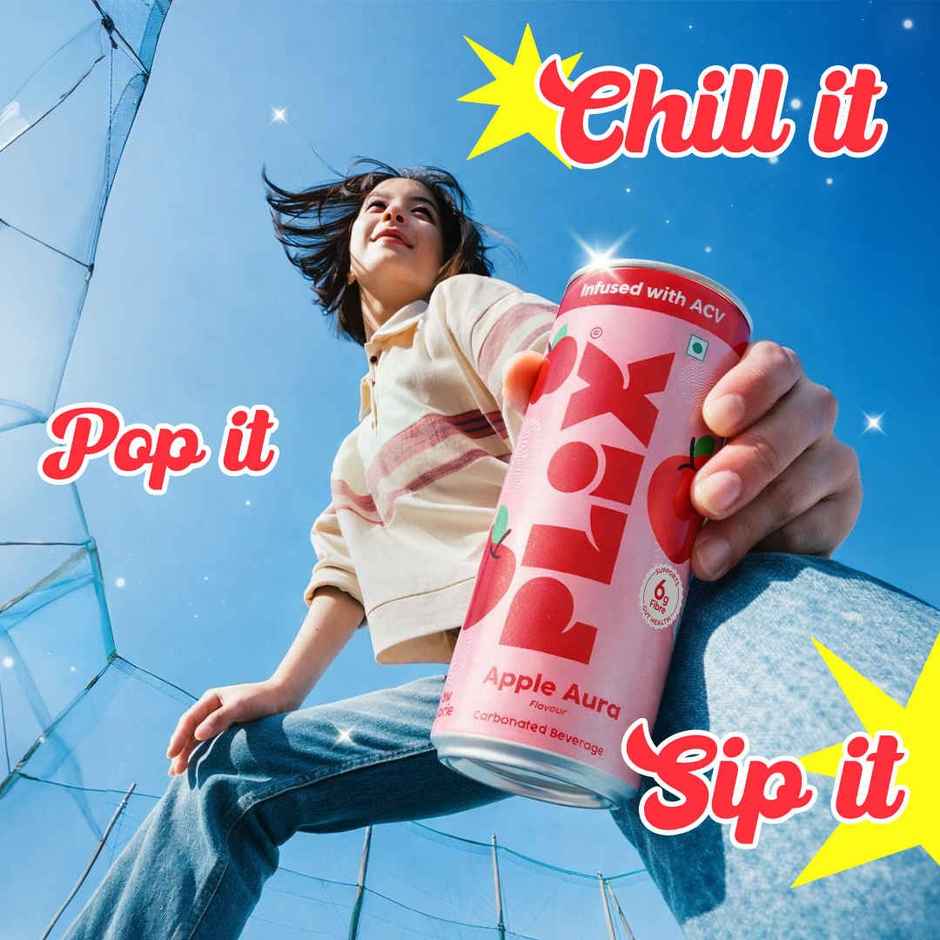 Plix Apple Aura Fizzy Soft Drink Can | Low Calorie & Zero Sugar | Prebiotics With 6g Fibre | Soda