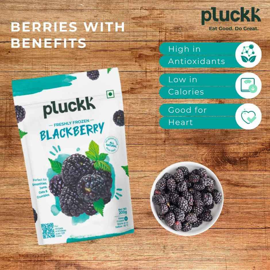 Pluckk Fresh Frozen Blackberry Natural No Added Sugar Non Gmo High Fiber Vitamin Rich Snack