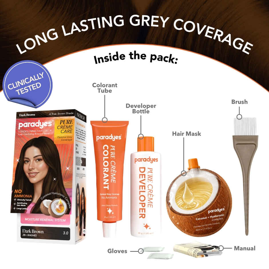 Paradyes Pure Creme Care No Ammonia Hair Color | Dark Brown 3.0