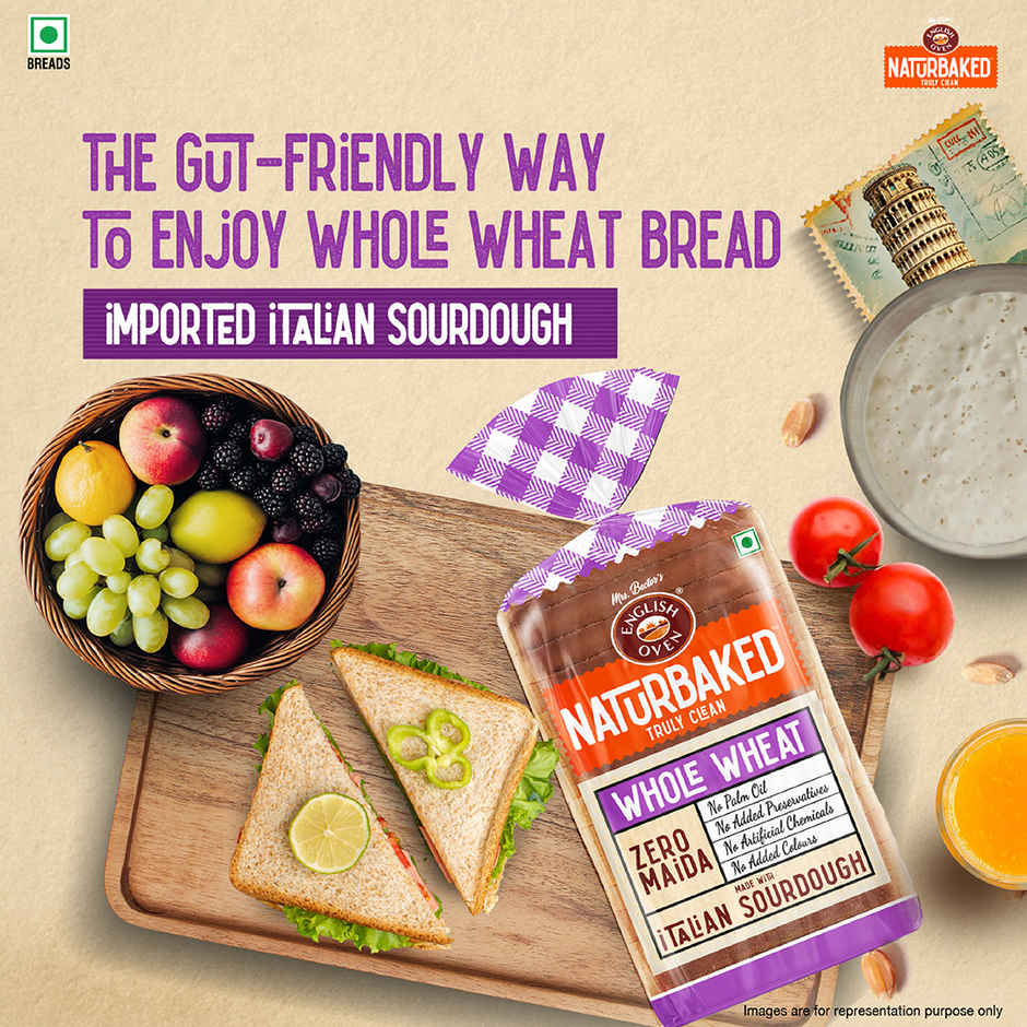 Naturbaked Zero Maida Whole Wheat Bread | No Added Preservatives | Clean Label