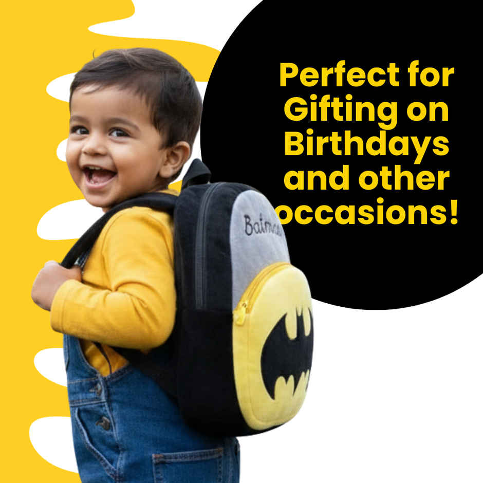 Kidara Batman Plush Backpack | Grey & Yellow