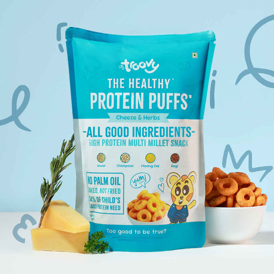 Troovy High Protein Cheese & Herbs Puffs | No Palm Oil, No Chemicals