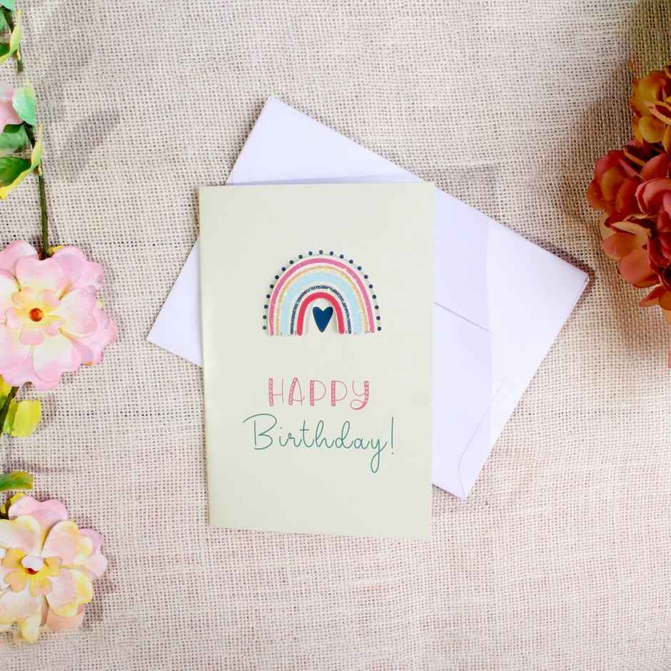 Itsy Bitsy Greeting Card & Envelope Birthday Rainbow 4 x 6 Inch 2 Pc Pb Lb