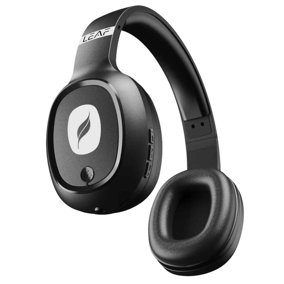 Leaf Bass Wireless Headphone w/AI Sound App | Dual Pairing | 38 mm Driver | Carbon Black
