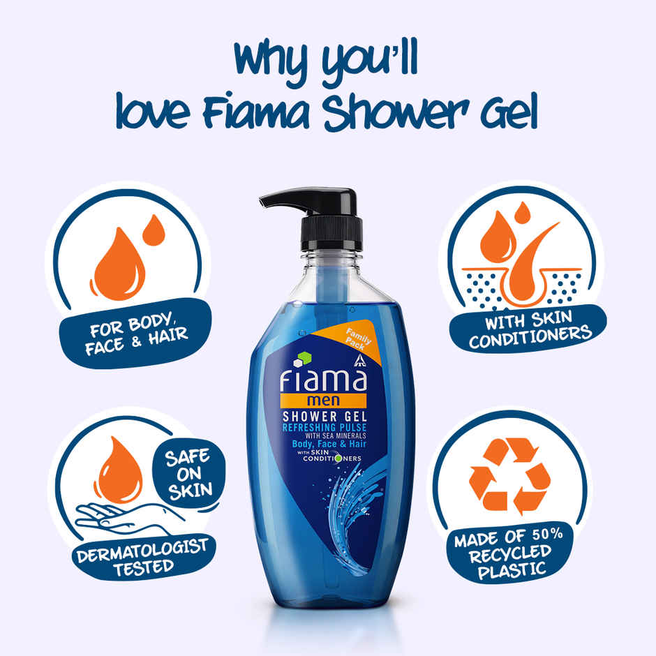 Fiama Men Shower Gel Refreshing Pulse Body Wash, With Skin Conditioners For Refreshed Skin - Bottle