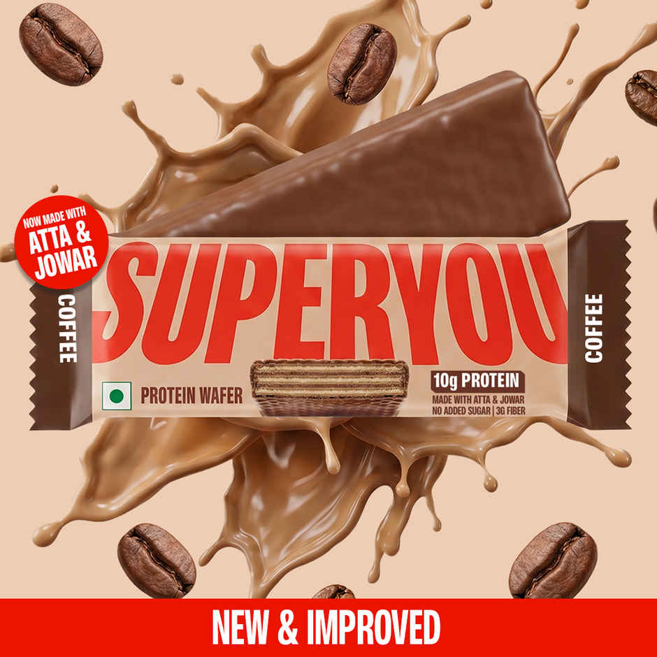 SuperYou 10g Protein Wafer Bar - Coffee (Made with Atta & Jowar. No Added Sugar. No Trans Fat.)