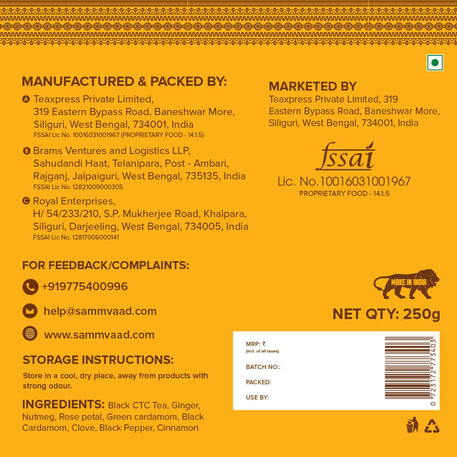 Teabox Sammvaad Kadak Chai | Premium Black Tea (Ctc) Straight From Assam | Bold Strong And Aromatic