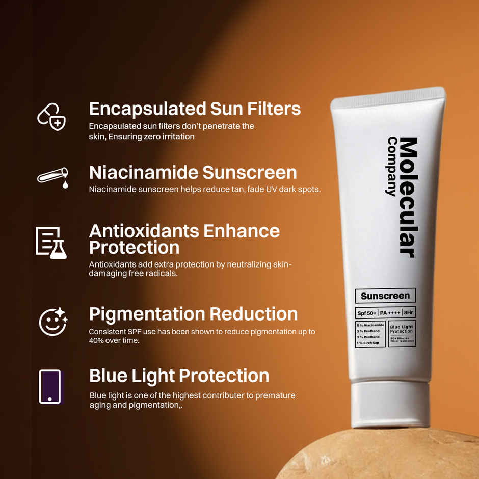 Molecular Company Sunscreen SPF 50+ PA++++ For Tan Free and Glowing Skin