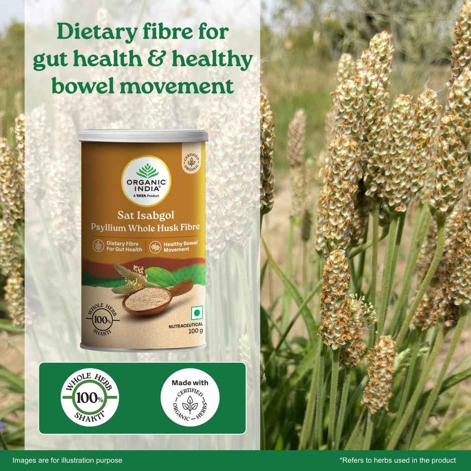 Organic India Sat Isabgol Psyllium Whole Husk Powder With Dietary Fiber