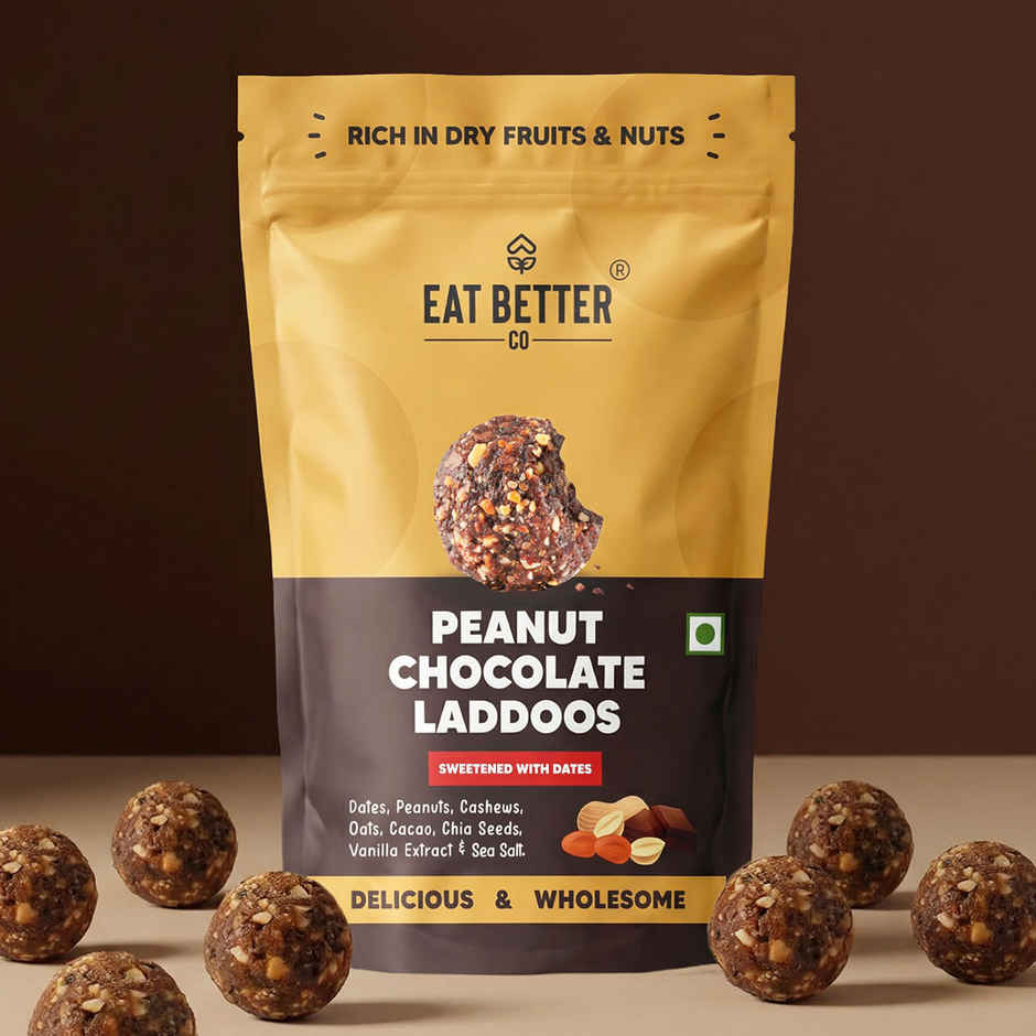 Eat Better Co Peanut & Chocolate Laddoos | No Added Sugar | High Protein, Truly Natural