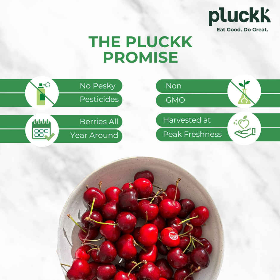 Pluckk Fresh Frozen Seedless Cherry Natural No Added Sugar Non GMO Antioxidant Potassium Rich Snack