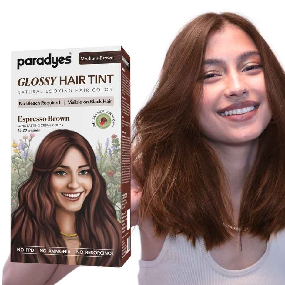 Paradyes No Bleach Espresso Brown Glossy Hair Tint, Ammonia|free Hair Color for Natural Black Hair
