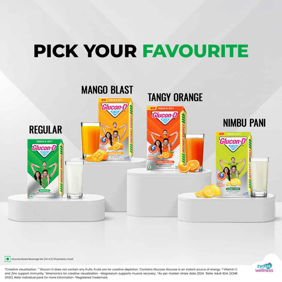 Glucon-D Regular Glucose Powder | Tangy Orange Free Refill | For Tasty Glucose Drink