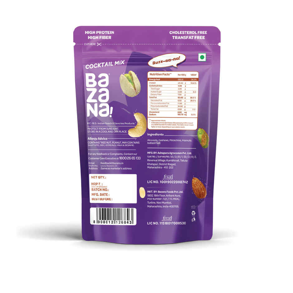 Bazana Cocktail Mix - Crunchy, Salted & Oil-Free