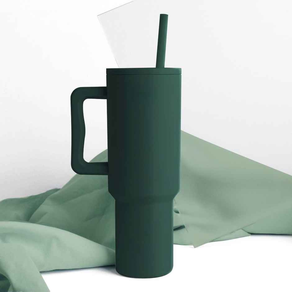 Kixa 1.2 L Insulated and Leakproof Oasis Tumbler With Lid And Straw | Forest Green