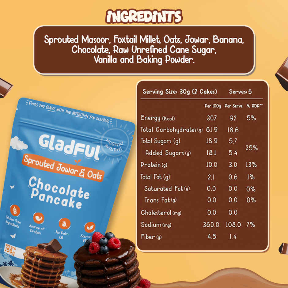 Gladful Choco Pancake Sprouted Millets and Masoor Mix
