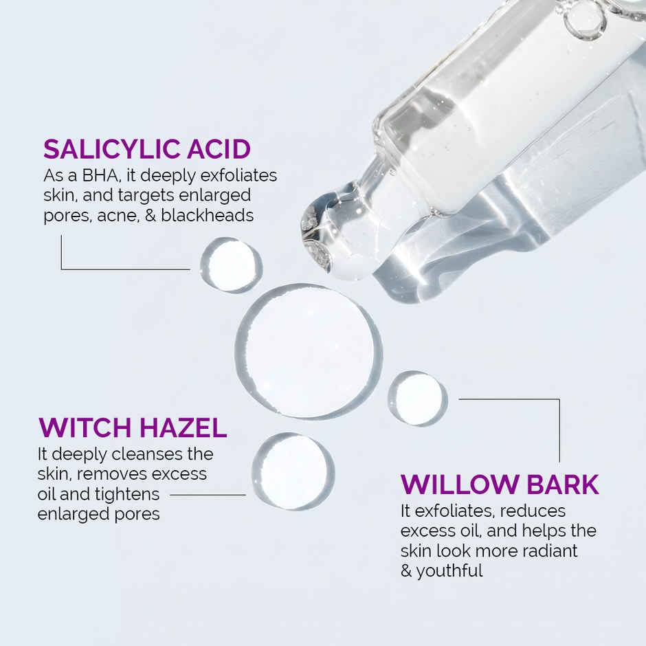The Derma Co 2% Salicylic Acid Serum With Witch Hazel & Willow Bark For Active Acne Day+Night