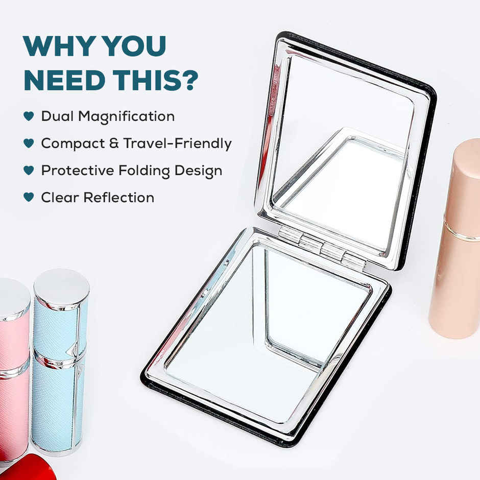 Multibrite Foldable Makeup Mirror | Portable Cosmetic Compact Glass Pocket Mirror with Magnification