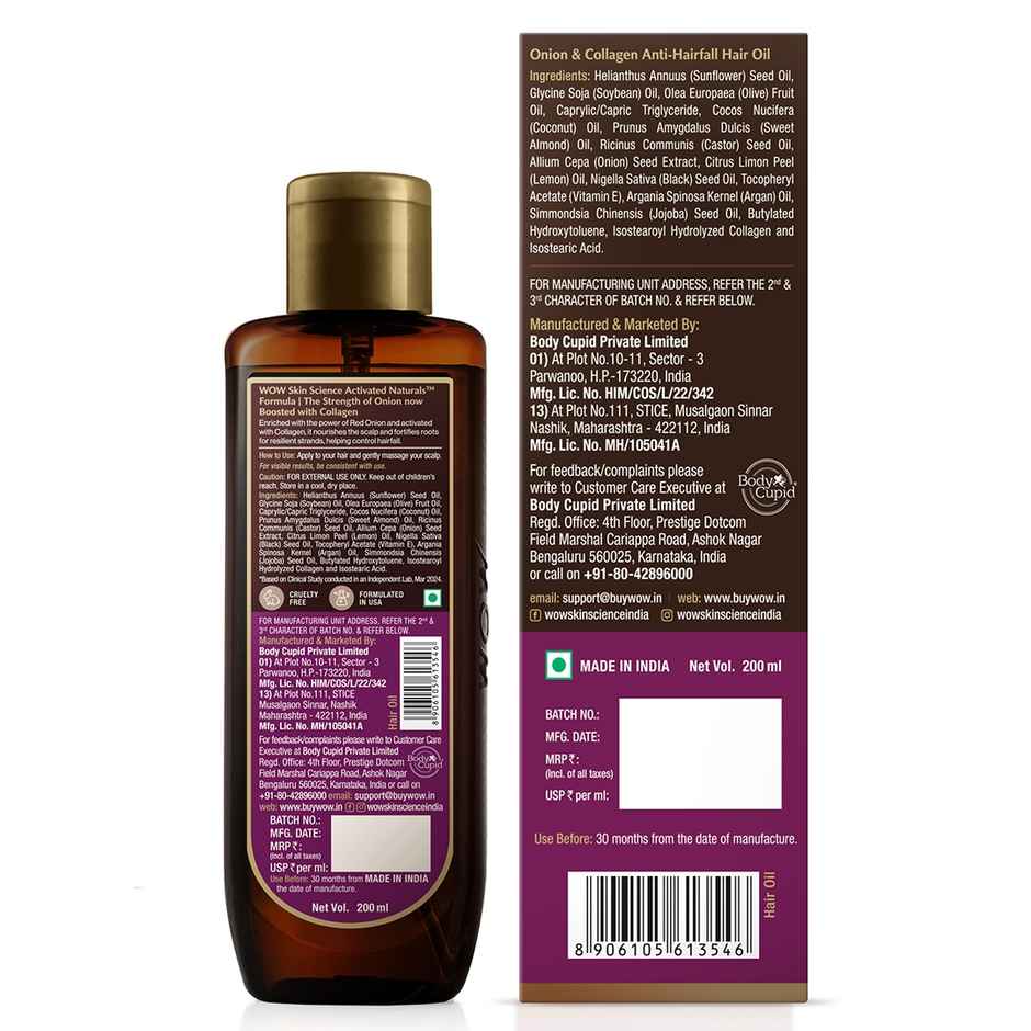 Wow Skin Science Onion Black Seed Hair Oil