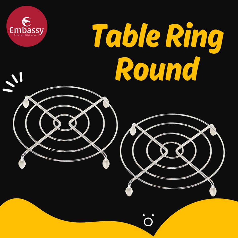 Embassy Round Trivet, Small Size (Pack of 2), 15 cms, Premium Stainless Steel Table Ring