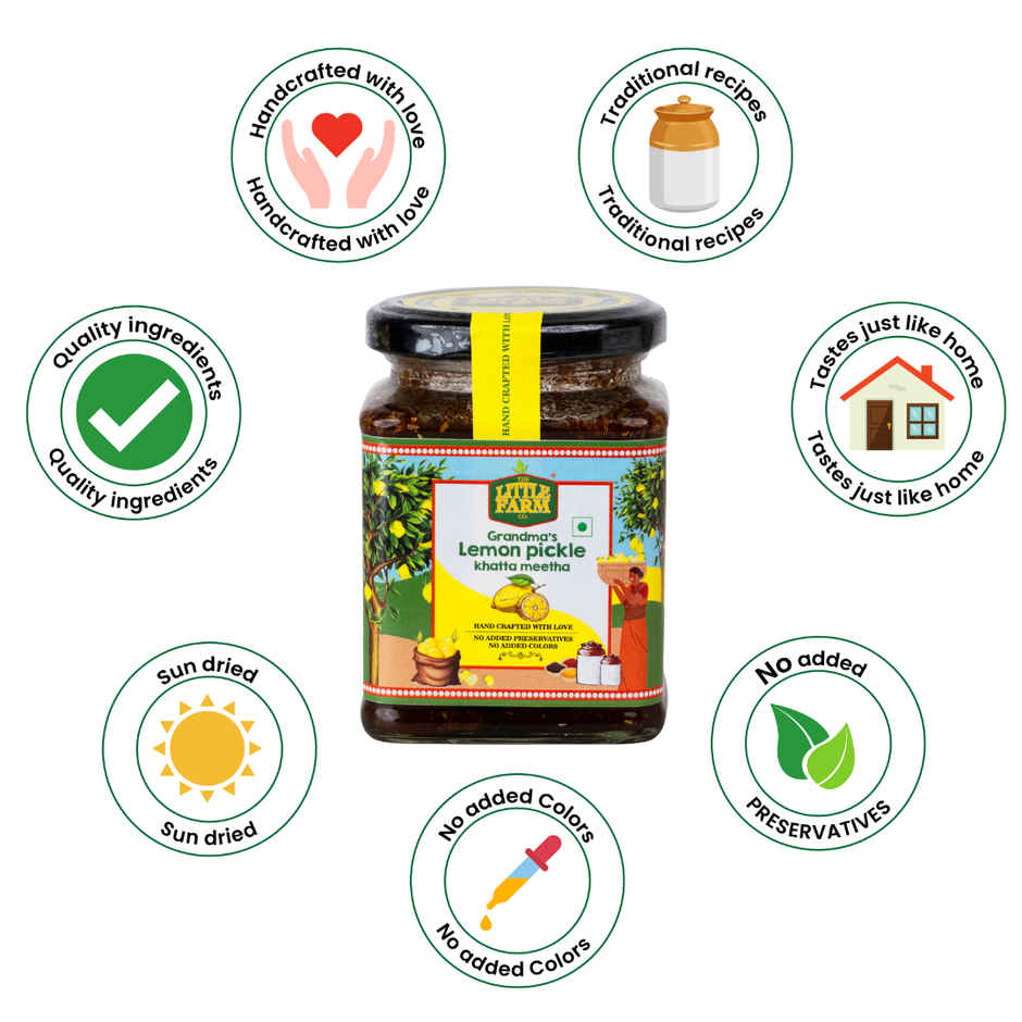 The Little Farm Co. Lemon Khatta Meetha Pickle | Achaar | oil free