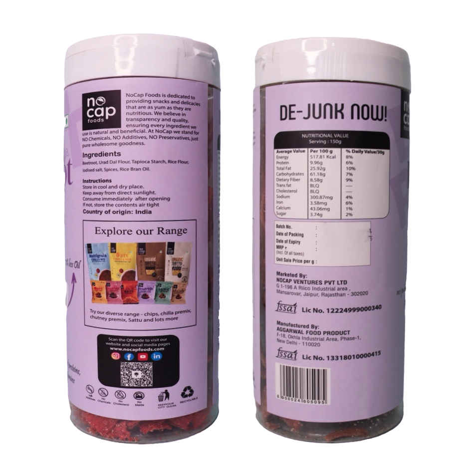 Nocap Beetroot Cream & Onion Chips