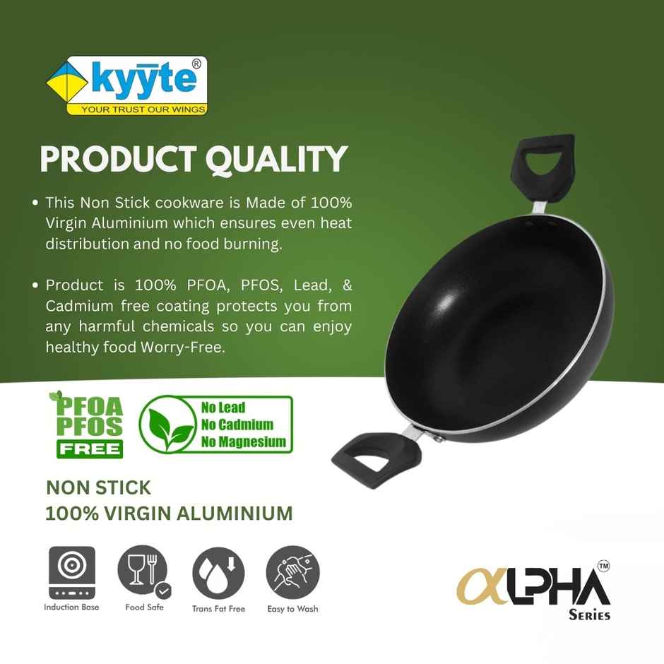 Kyyte Alpha Non Stick Induction Base Kadai 24 Cm