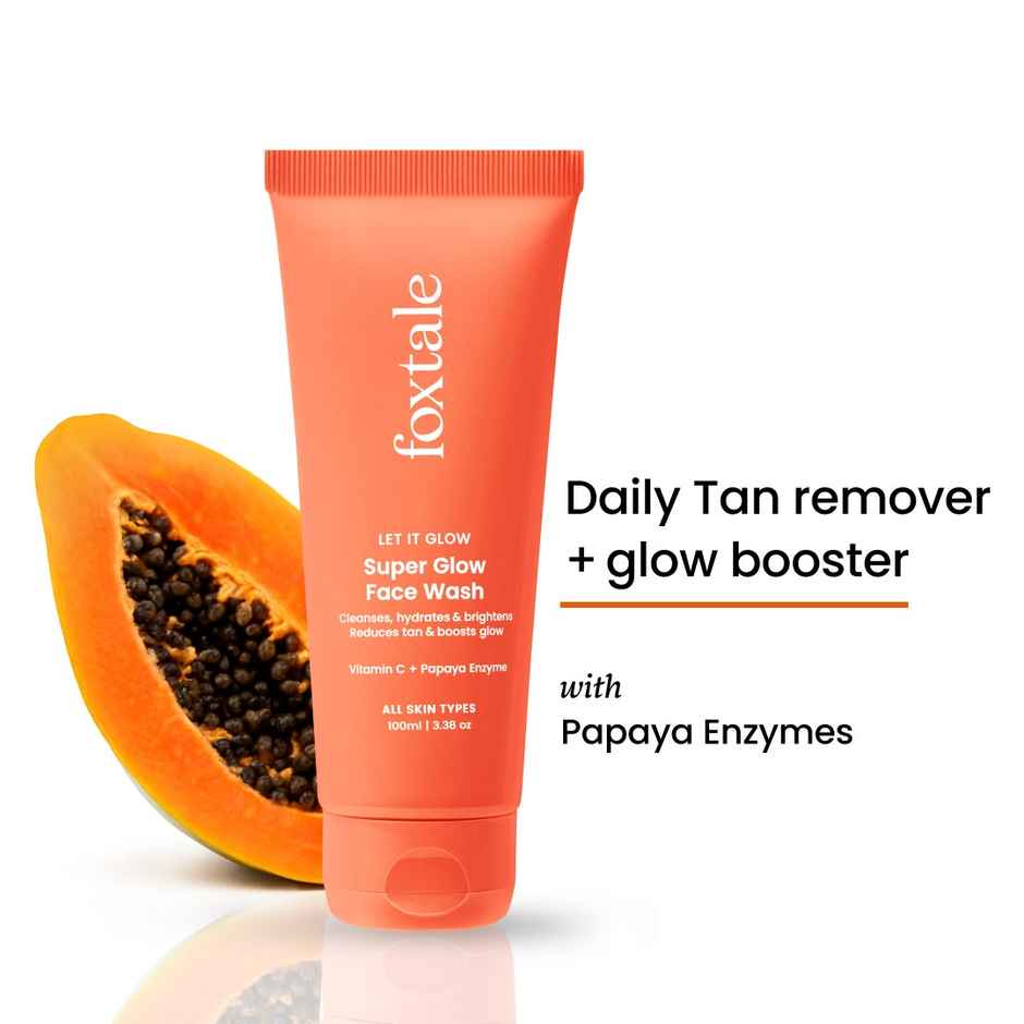 Foxtale Vitamin C Super Glow Face Wash with Papaya enzyme | Reduces Tan | Boosts Glow