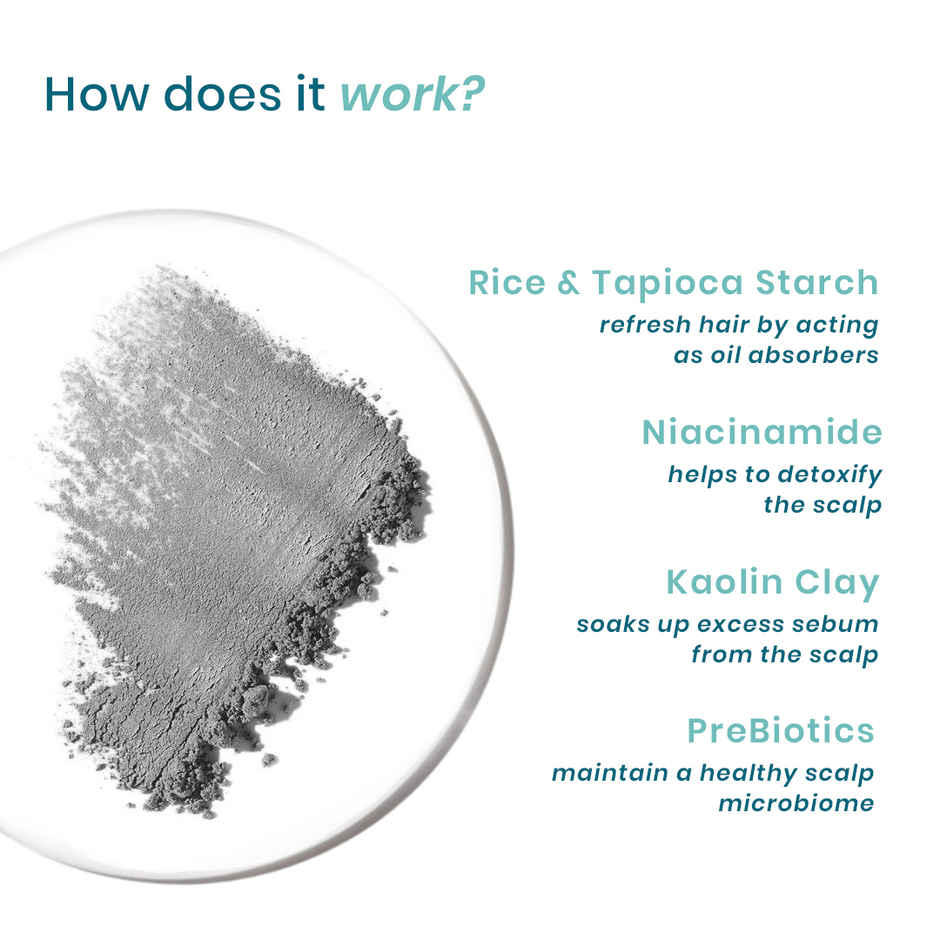 WishCare Air Powder Dry Shampoo for Oily Hair & Scalp - No White Cast & Aerosol - Volume Boost