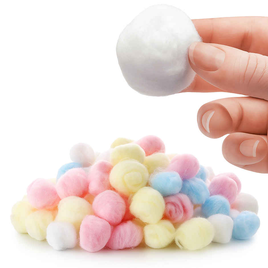 Multibrite Cosmetic Coloured Cotton Balls | for Makeup and Nail Paint Remover | All Skin Types