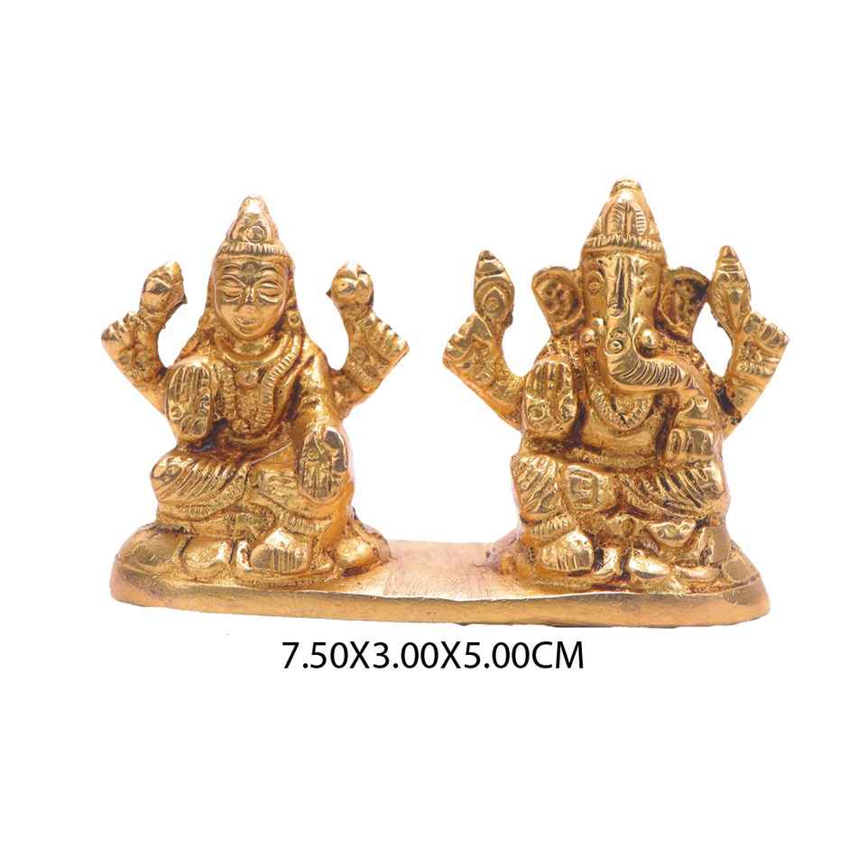 Laxmi Ganesh on Chowki in Gold Polish | Devnidhi