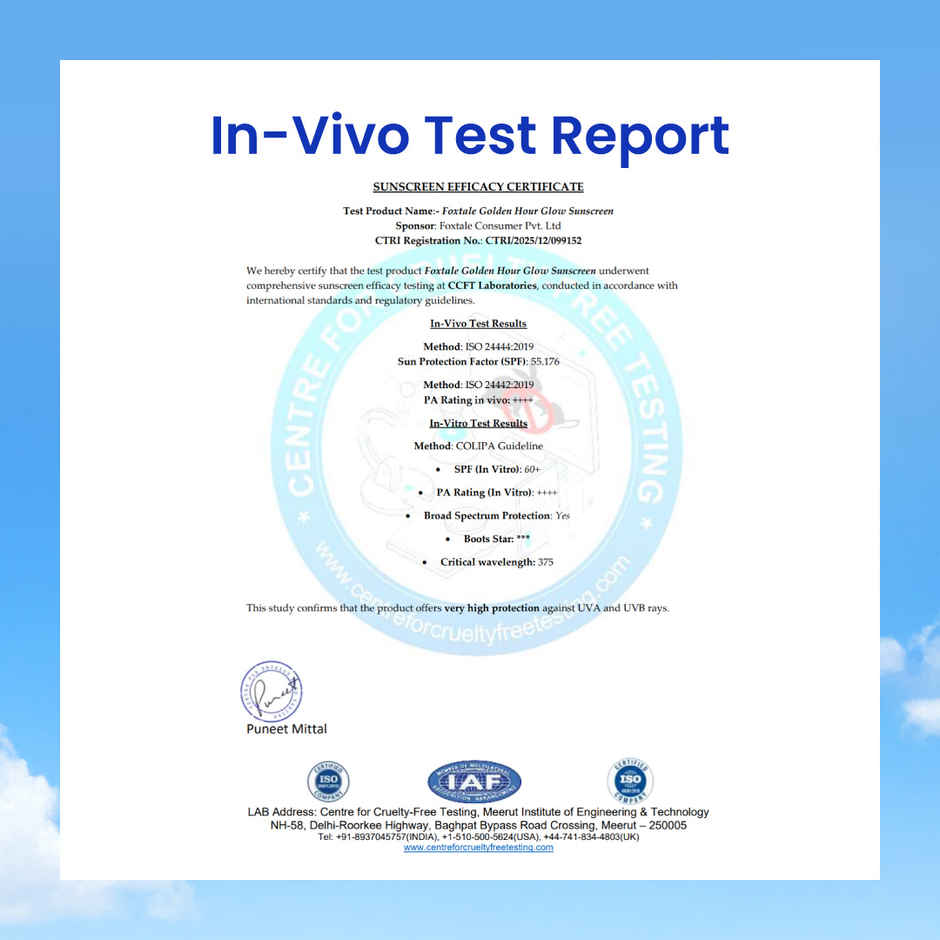 Foxtale Glow Sunscreen SPF50 PA++++ In-Vivo Tested 