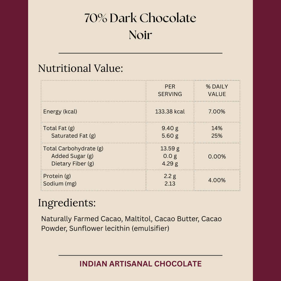 Darkins Sugar Free Dark Chocolate 70% Noir