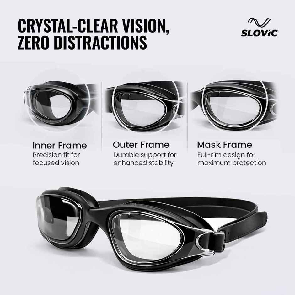 Slovic UV-Protected Unisex Swimming Goggles with Adjustable Straps - Wide Fit