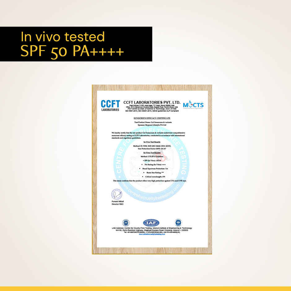 Gel Sunscreen SPF 50 PA++++| 100% Photostable| In-Vivo Tested| Lightweight & Airy, Matte, Non-greasy
