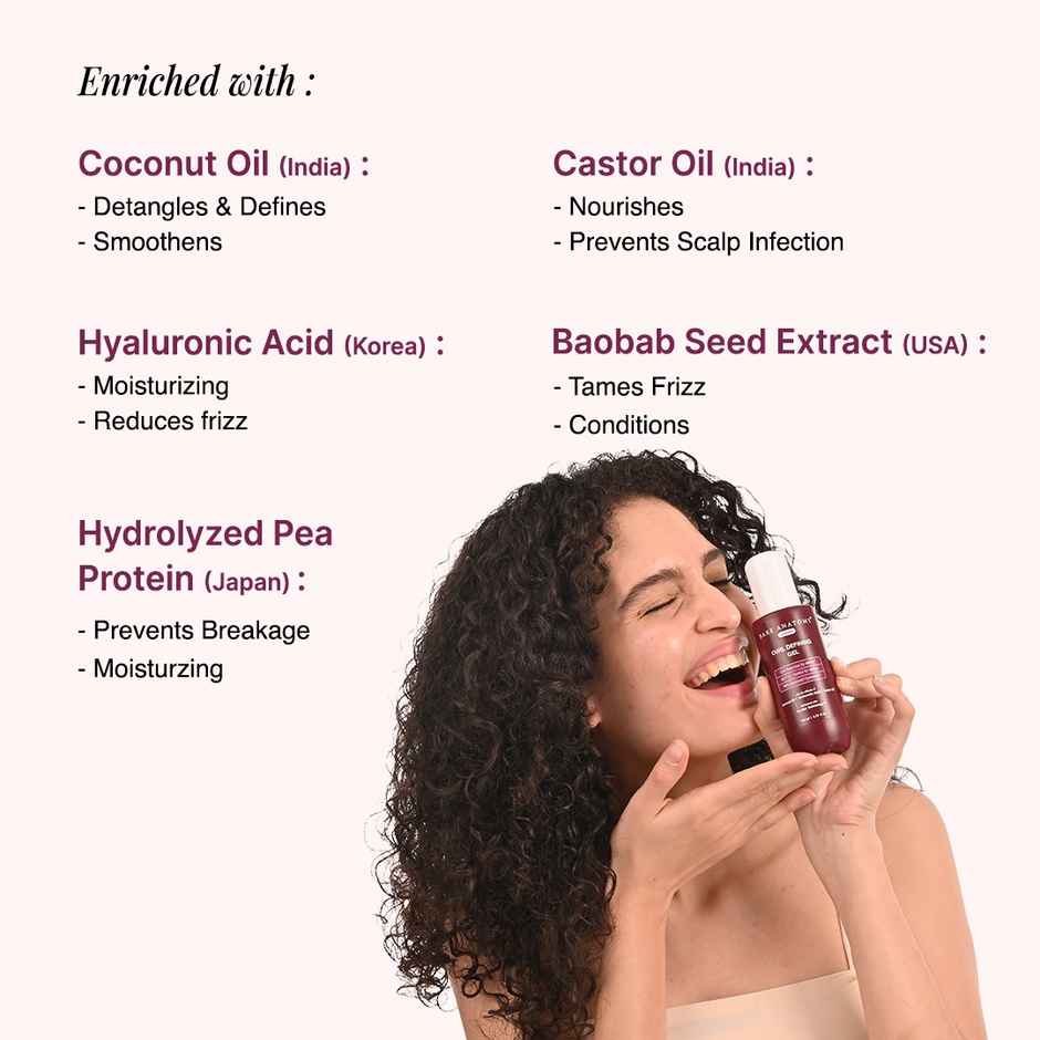 Bare Anatomy Curl Defining Gel For Curl Retention & 2X Frizz Protection Coconut Oil & Castor Oil