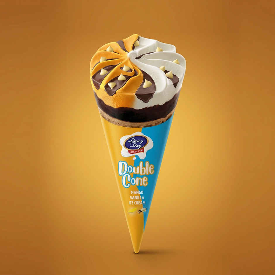 Dairy Day Double Cone Vanilla & Mango Ice Cream Cone Combo 