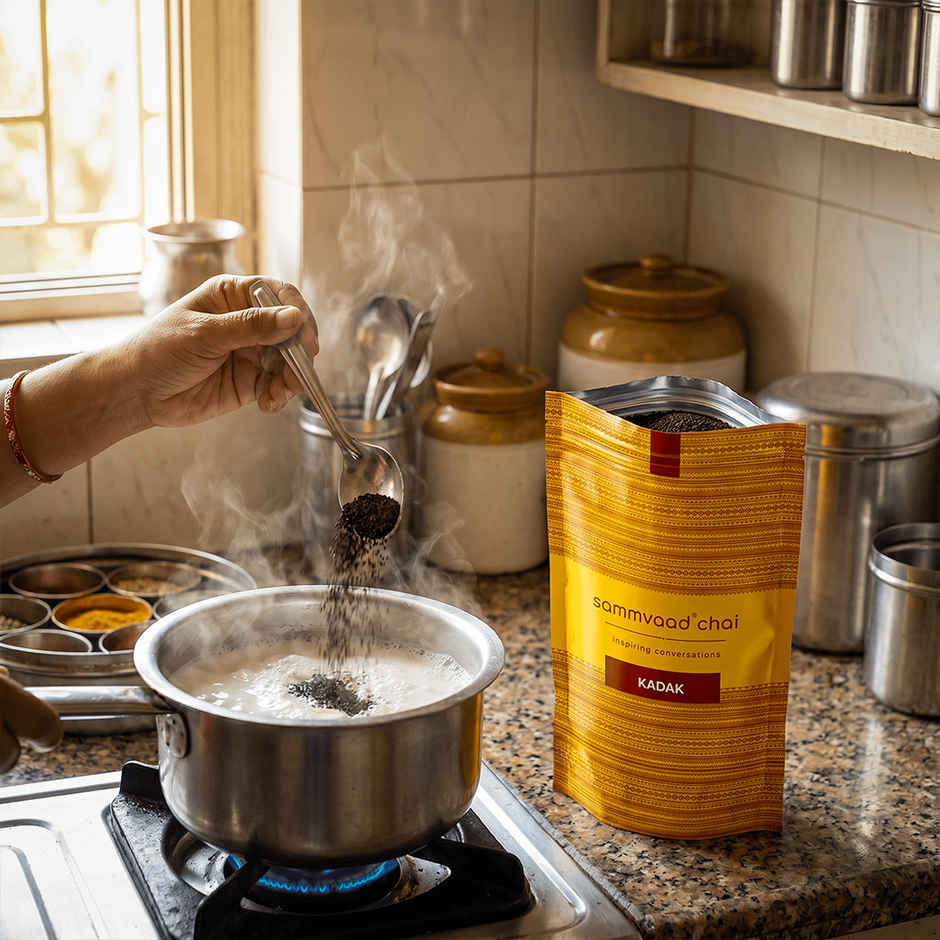 Teabox Sammvaad Kadak Chai | Premium Black Tea (CTC) | Bold and Aromatic Tea with 3 Free Spices
