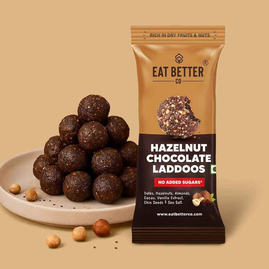 Eat Better Co Hazelnut & Chocolate Laddoos | No Added Sugar | High Protein, Truly Natural