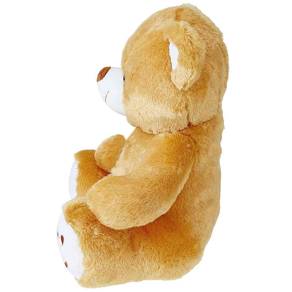 Webby Plush Cute Sitting Teddy Bear Soft Toys with Neck Bow and Foot Print, Brown 35 cm