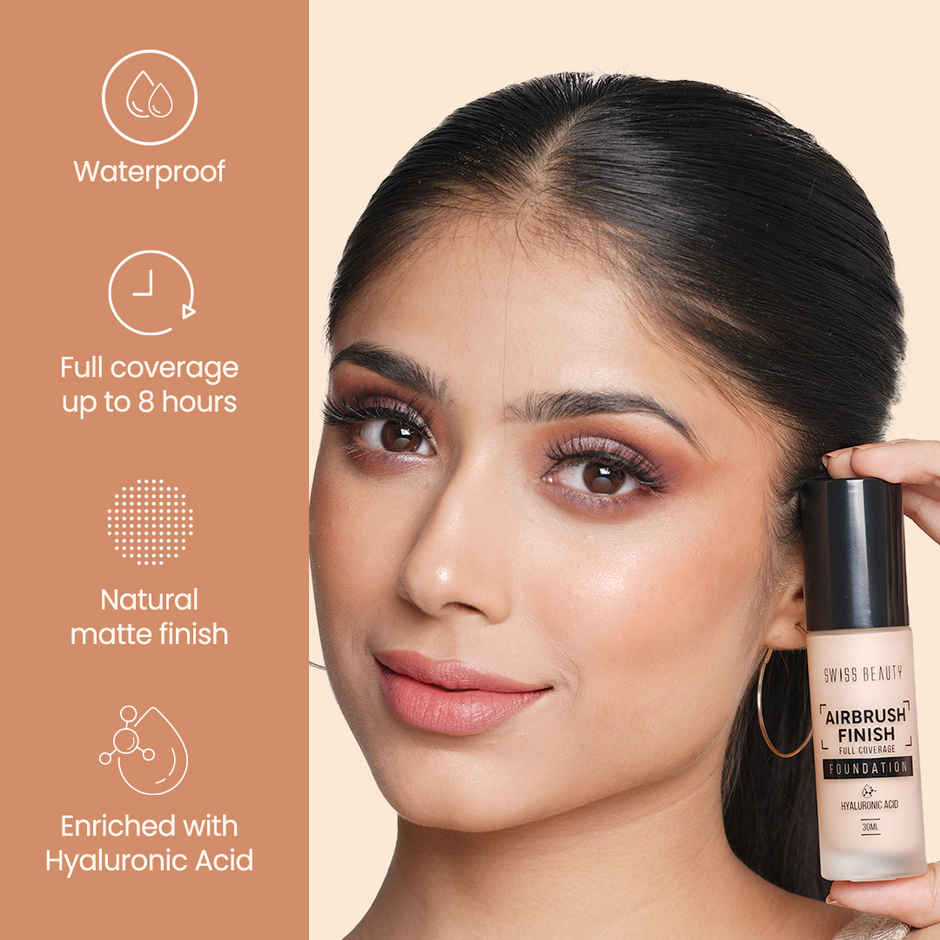 Swiss Beauty Airbrush Finish Full Coverage Foundation - Shell White