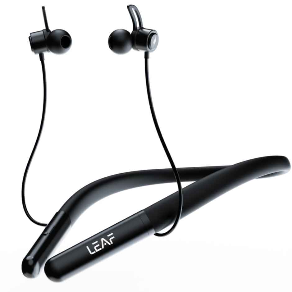 Leaf Rush X342 Neckband With Ai Sound App, 28H Playtime, Silicon Neckline, 10Mm Driver Carbon Black