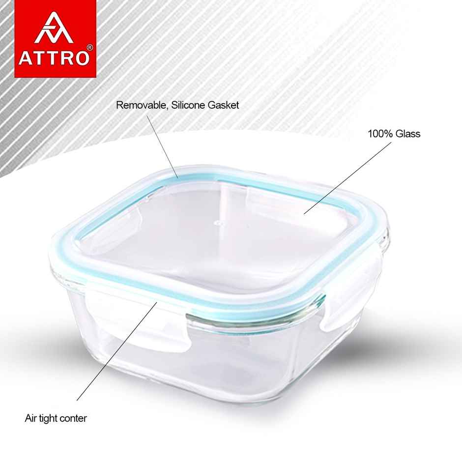 Attro Borosilicate Container Glassox Classic Square 310 ml