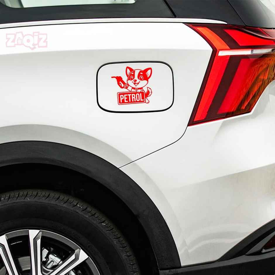 TiyuTrendzz Bright Petrol Self Adhesive Sticker for Car Fuel Cap (Red)