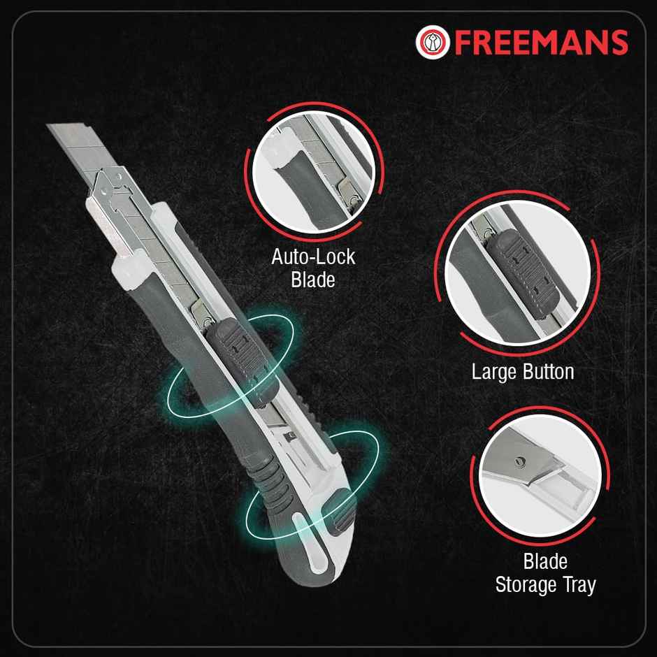 FREEMANS Snap Off Cutter | Self Loading | Bi Material Handle - 18 mm