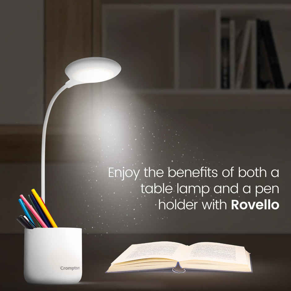 Crompton Rovello 6W Led Table Lamp | Rechargeable Upto 10 Hours Battery Back Up 360 Degree Flexible