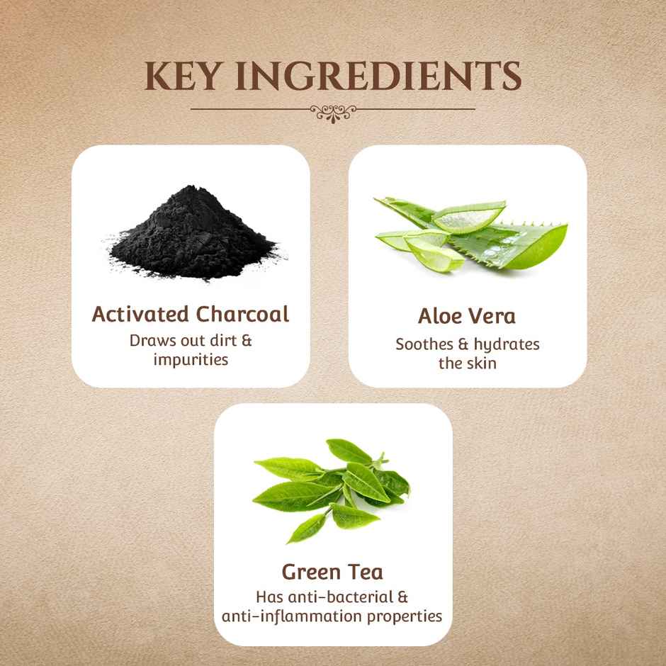 Khadi Essentials Activated Charcoal Face Wash for Oily Skin, Detox & Pollution with Aloe Vera