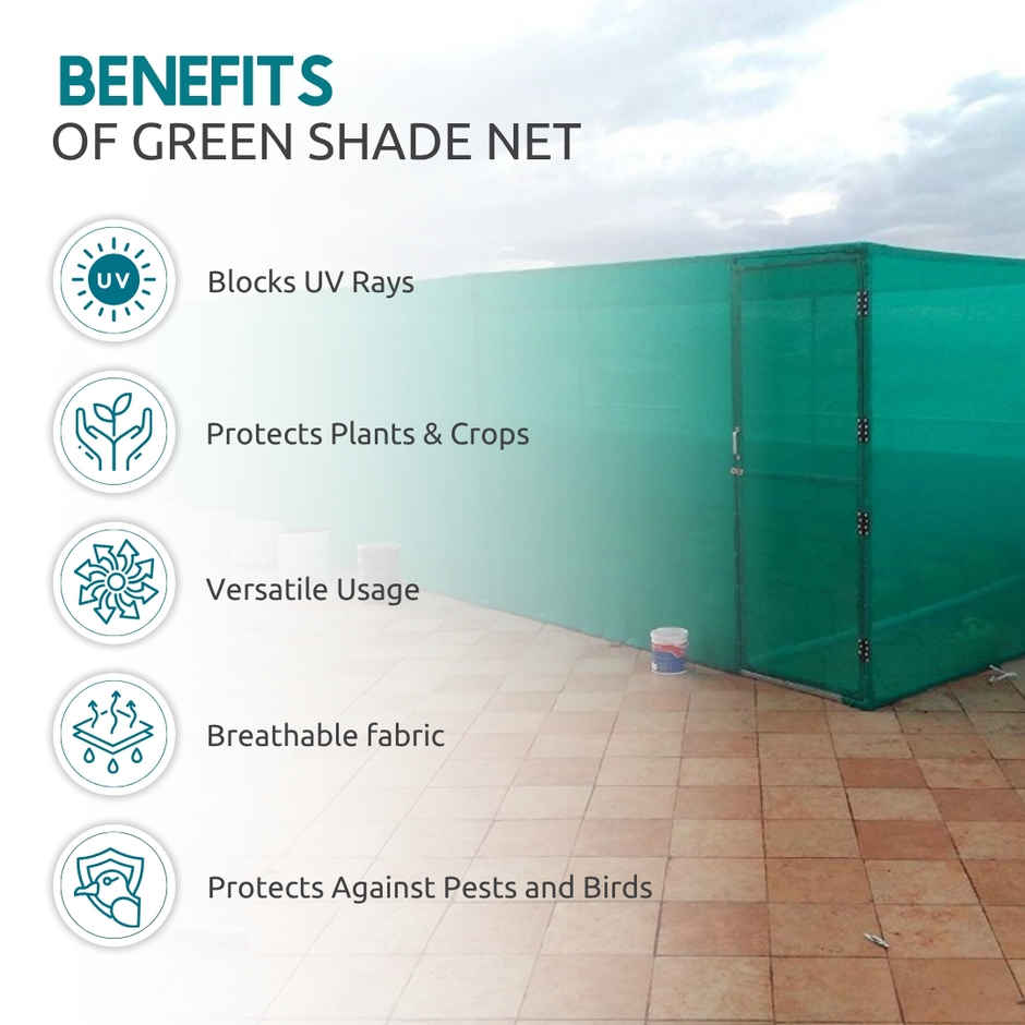 Nurturing Green|Green Shade Net | 75% UV Protection | Agro Tarp for Balcony & Garden - 8 x 10 ft