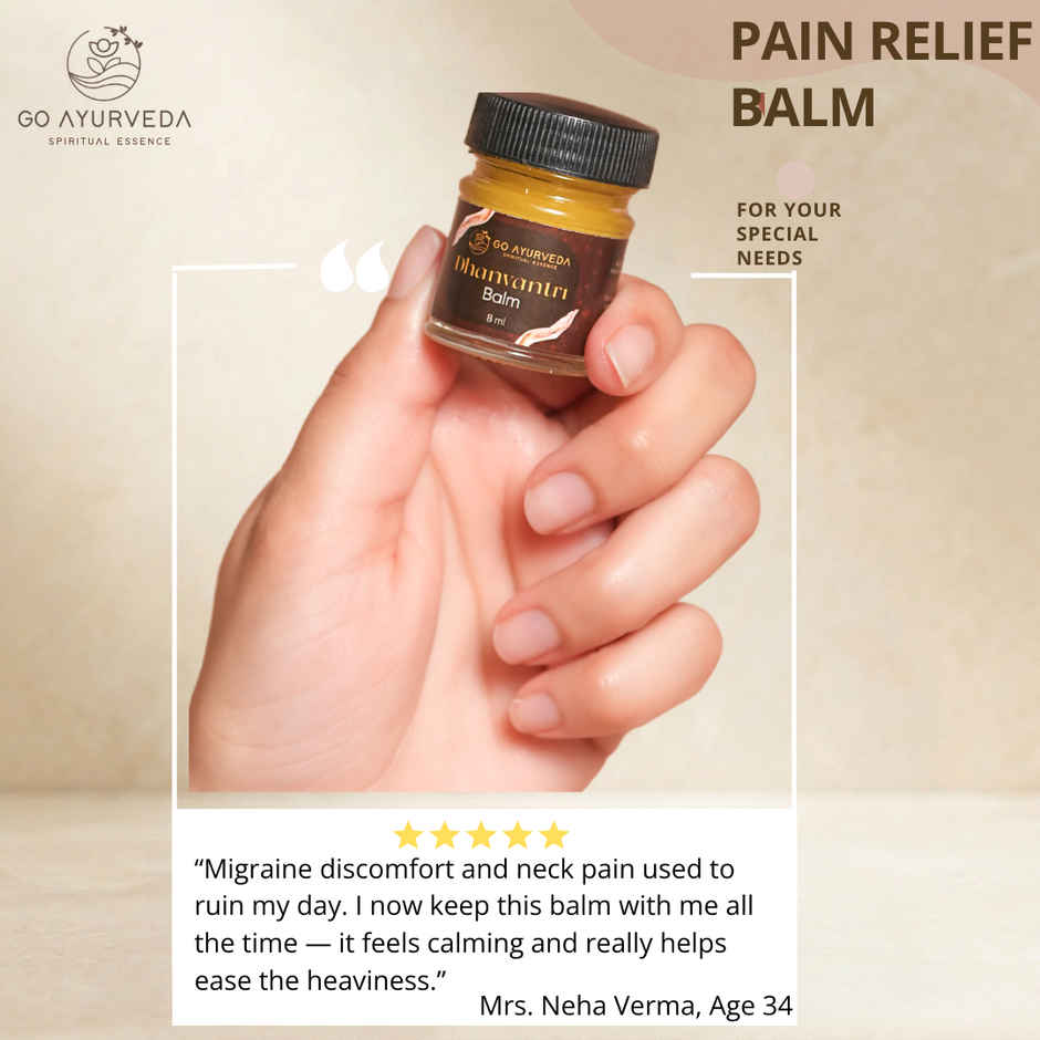 Go Ayurveda Dhanvantri Pain Balm For Headache, Joint, Muscle & Body Pain | With Clove & Cinnamon